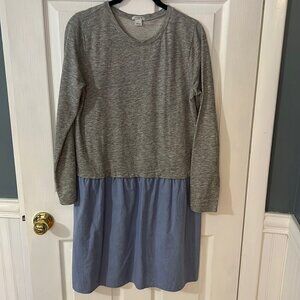 Casual J. Crew size small cotton long sleeved dress - blue and grey